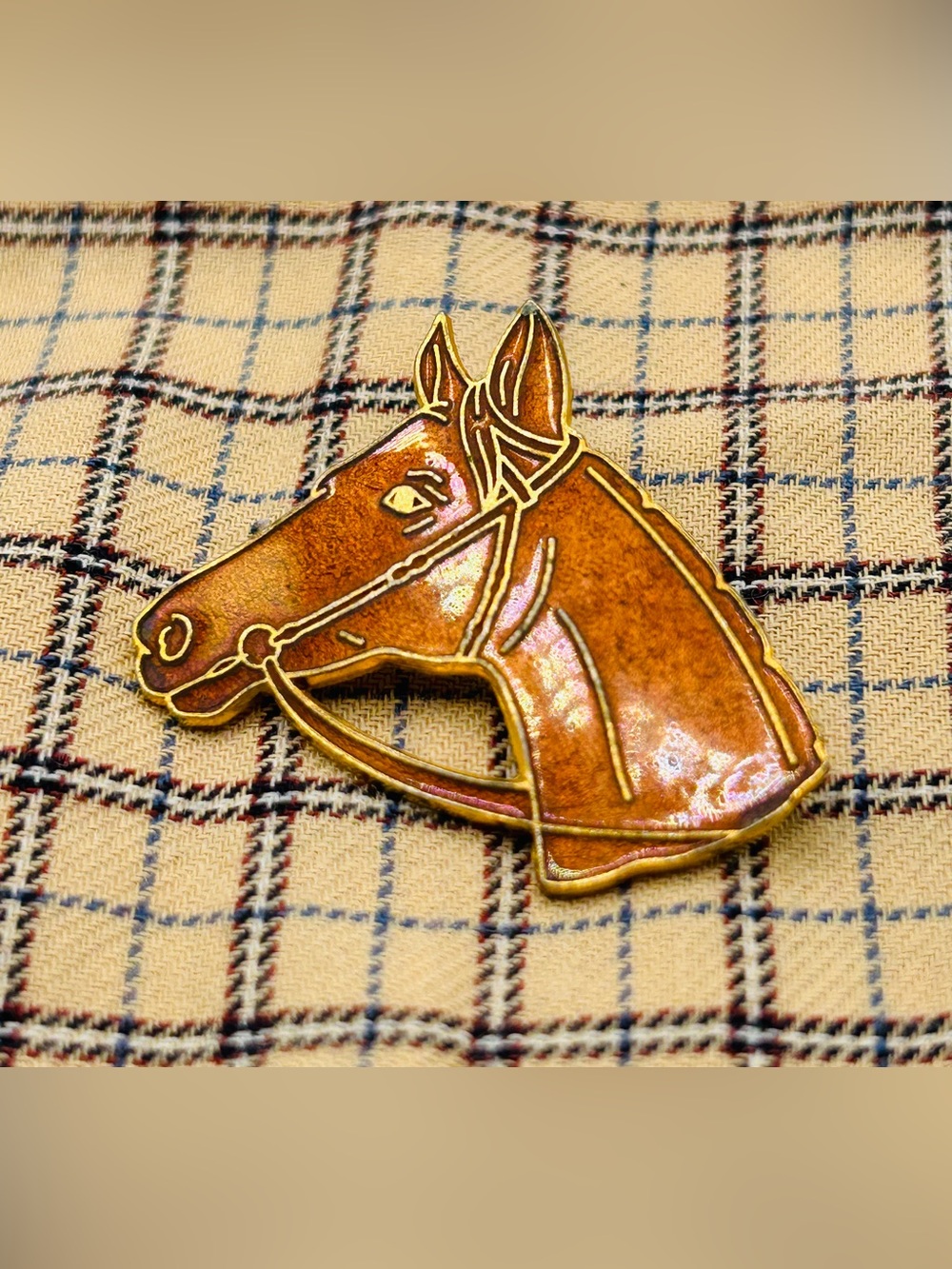 Vintage mid-century horse head brooch. Unsigned 1950-60’s Western Equestrian